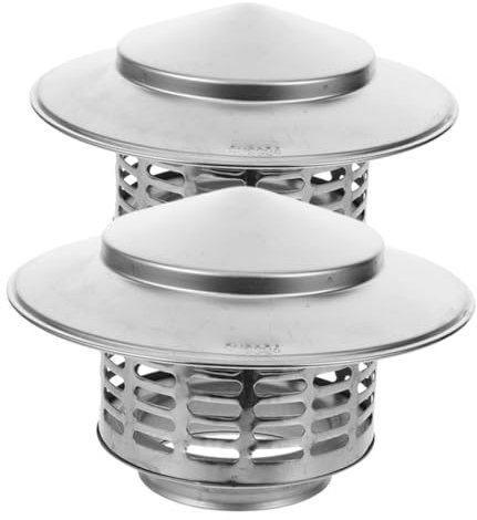 Cabilock 2 Piezas Cubierta De Ventilación De Chimenea Adorno De Chimenea Techo Tapas De Chimenea Para Exterior A Prueba De La Intemperie Cónico Campanas De Chimenea Acero Inoxidable Silver