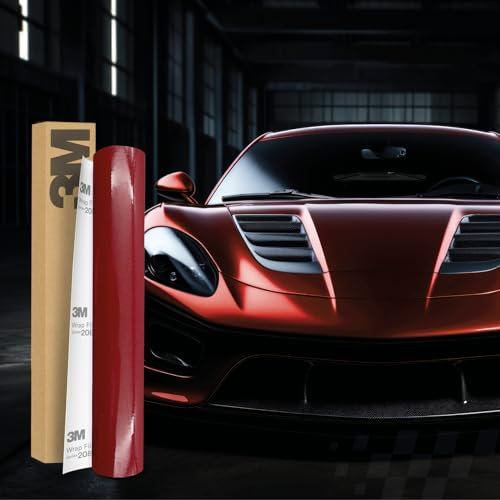3M 2080 Car Wrapping Folie 30x152cm Selbstklebende Autofolie für Auto Motorrad Boot 3D Lackschutzfolie mit Luftkanälen zum Folieren (G203 Gloss Red Metallic)