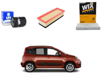 Kit Filtri Tagliando per Fiat Panda 169, Fiat 500 e Lancia Ypsilon 843 1.2 44 kW 60 HP Compatibile con motori 1.2 da 44 kW (60 HP)