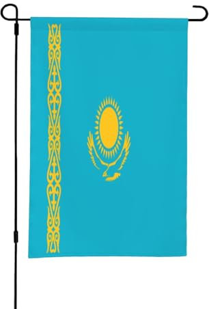 Bandiera del Kazakistan Spring Garden Flag Stand - Decorazioni pasquali per esterni, resistente alle intemperie, perfetto per cortile e giardino