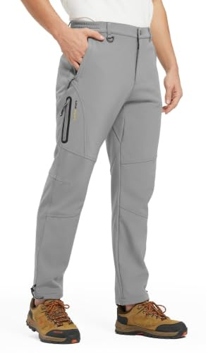 Rdruko Softshellhose Herren Wasserdicht Skihose Wanderhose Thermohose | Winter Snowboardhose Winddicht Schneehose Trekkinghose Outdoorhose Warme Gefüttert mit 4 Taschen für Skifahren Wandern