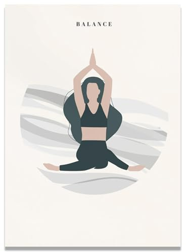 WDHBI HEKA Yoga Movements Wall Art Modern Poster Yoga 《Balance》 Prints Yoga Movements Exhibition Canvas Painting Home Decor Picture 40x60cmx1 No Frame