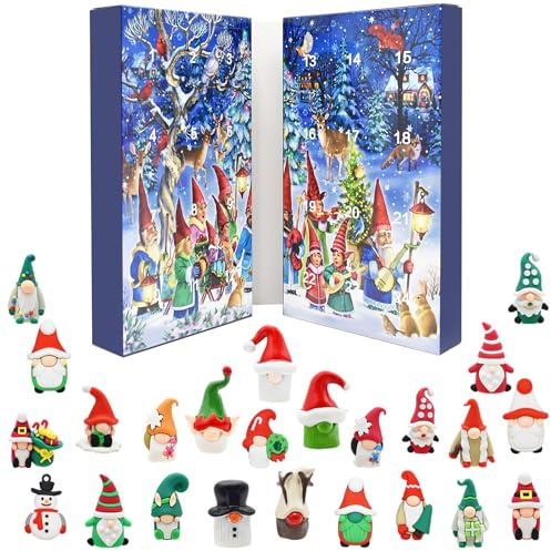 Yiomxhi Wichtel Adventskalender 2025, 24 Tage Gnome Weihnachtskalender für Kinder Mädchen, 3D Elfen Weihnachten Countdown Kalender Weihnachtswichtel Weihnachtsdeko Zwergkalender