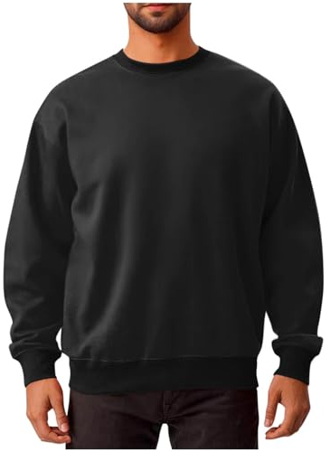 UHouse Sweat Homme Casaul Haut Ample Sweatshirts sans Capuche Décontracté Pulls Vintage Sweatshirt Hiver Pull Grande Taille Sweats Unie Vêtement Leger Habit