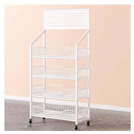 ZCXMNL Snackregal Mit Rollen, Verkaufsregal for Laden, Küche Und Geschäft, Süßwaren- Und Kartoffelregal(White,50x27x140cm)