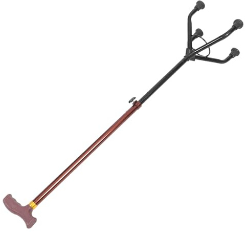 Mikikit Verstellbarer Rutschfester Aluminium Gehstock mit Vier Füßen für Senioren Stabiler Wander und Campingstock Leichter Reisestab für Outdoor Aktivitäten