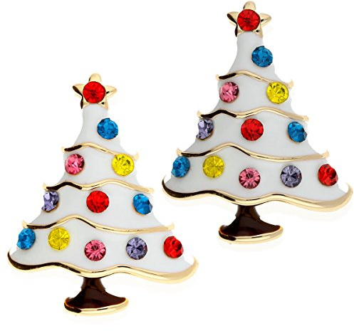 LÖB 750 Gold vergoldet Ohrringe Weihnachtsbaum Christbaumkugel Kristall Damen Ohrstecker Tannebaum Weihnachtskugel Weiß Bunt Regenbogen Mehrfarbig