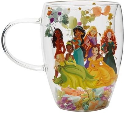 Disney Pastel Princess Floral Decorative Glass Mug - Multi Princess