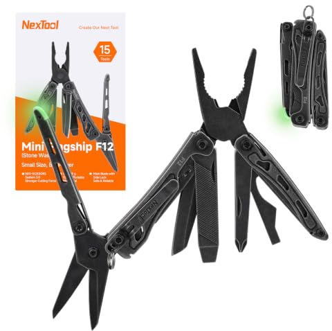 NexTool Mini Flagship F12 Multitool mit Sicherheitsverriegelung 13 in 1 | Multifunktionszange mit Zackenschere, Feile, Upgrade 80CrMoV14 Stahl für EDC, Outdoor & DIY, Geschenk für Männer