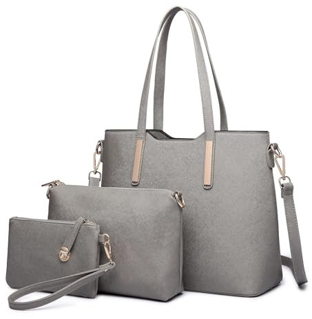 Miss Lulu Handtasche Damen Schultertaschen für Tragetasche Tote Bag Groß Henkeltasche Frauen Schulter Beuteltote Gross 3-teiliges Set