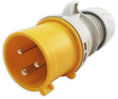 32amp 110v Yellow Site Ceeform Cable Mount Male Plug. 3 Pole PCE (023-4)