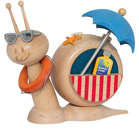 Kuhnert Drechslerei Rauchschnecke/Räucherfigur aus Holz - Sunny Strandschnecke - Höhe: ca. 15cm - Made in Germany