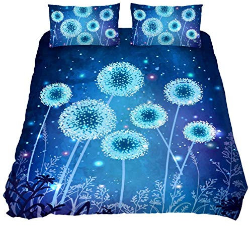 Eslifey Fantasy Pusteblume Bettbezug, 3-teilig, King-Size-Größe, 254 x 229 cm, Bettwäsche-Set mit 2 Kissenbezügen
