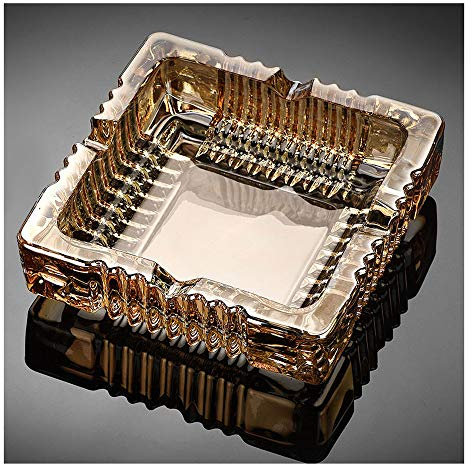 Ecentaur Cenicero de Cristal Dorado hogar, para Cigarrillos, ceniceros de decoración de Interiores, cenicero de Cristal, Idea Creativa de Regalo de cumpleaños para Hombres
