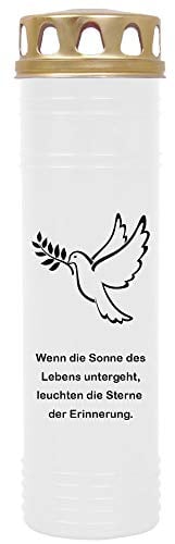 HS Candle 4er Pack Grabkerzen mit Motiv, Grablicht mit Brenndauer von ca. 7 Tage, Motiv: Taube, in vielen weiteren Varianten