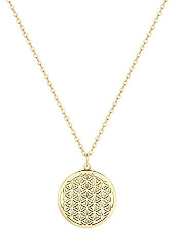 Happiness Boutique Damen Halskette mit Lebensblume Anhänger Blume des Lebens Kette Edelstahlschmuck