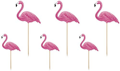 6 Stück Cupcake Topper Flamingo in Rosa 15cm-23,5cm Tortenaufleger Kuchendekoration Muffindekoration Candybar