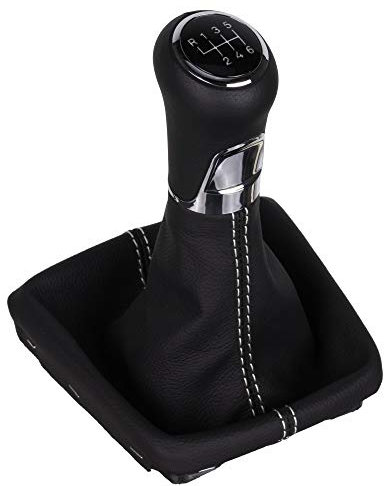 ICT Schaltknauf 3C Schalthebel Schaltsack Schaltmanschette Naht rot, Leder, Kompatibel mit: Seat Ibiza IV Typ 6J/6P 2008 – 2017 (LED rot / 6-gang)