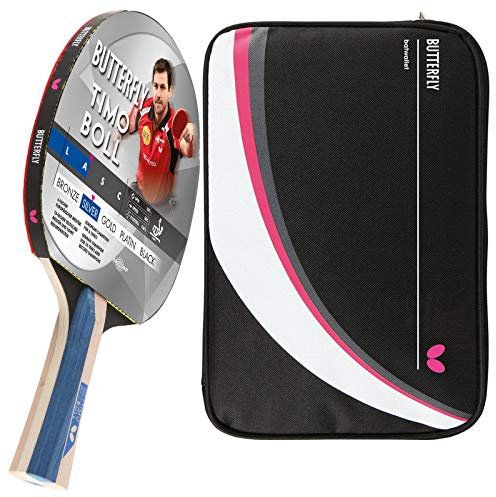 Butterfly® Timo Boll Silver Tischtennisschläger | Tischtennis Racket TT Hobbyschläger für ambitionierte Freizeitspieler | hochwertige Qualität | ITTF zertifizierter Addoy Belag | anatomische Griffform
