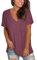MOLERANI Camiseta para Mujer con Cuello en V Top de Manga Corta Camisetas básicas Sueltas Casual Wine Red M