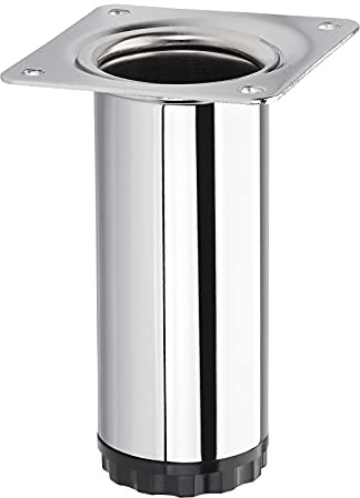 SOTECH Möbelfuß Bravo Höhe 100 mm + 10 mm Ø 40 mm Chrom höhenverstellbar | Schrankbein aus Stahl Möbelbein belastbar bis 50 kg von SOTECH
