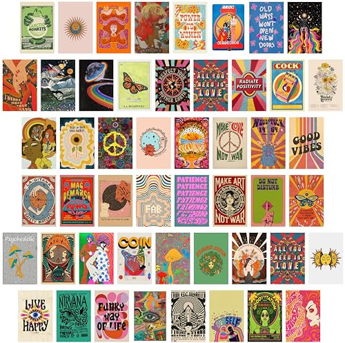Waschbär Collage Set Wand Collage für Zimmer Dekoration Ästhetische Bilder Wanddeko Vintage Hippie Dunkle Akademie Schlafzimmer Deko Preppy (Retro Vintage)