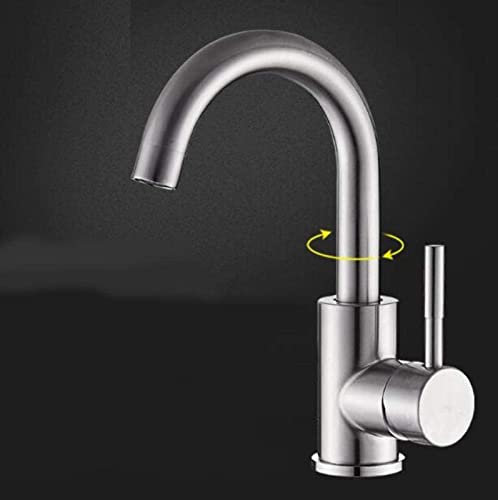ZJYWMM Robinet de Cuisine 304 en Acier Inoxydable Nickel brossé lavabo lavabo mitigeur -304_SUS
