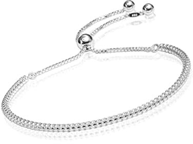 LeCalla 925 Sterling Silver Fancy Link Friendship Slider Adjustable Bracelet for Women Teen