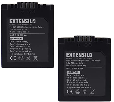 EXTENSILO 2X Akku kompatibel mit Leica V-Lux 1 | Kamera, 750 mAh, 7,2 V, Li-Ion