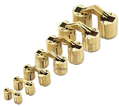GEFONG Mini Cerniera Cilindrica Barile 14mm per la Porta dell'armadio Collegamento del Pannello Piccola Scatola Fai da te Ottone Opaco Cerniere a Scomparsa Angolo di Apertura 180 Gradi 6 Pezzi
