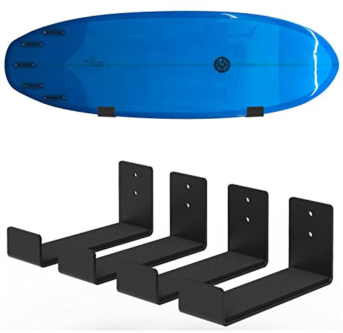 Poskad Surfbrett-Wandhalterung, minimalistisch, Surfbrett-Kleiderbügel für die Wandhalterung (Schrauben im Lieferumfang enthalten). (Schwarz, 2 Paar)