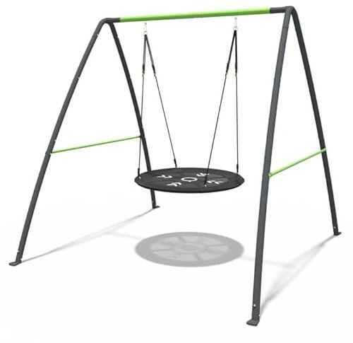 Rebo® Steel Series Children's Kids Metal Swing Set - Nest Swing Green | OutdoorToys | Kids' Outdoor Wooden Play Equipment for Gardens, Frame and Accessories Included, Weather Resistant