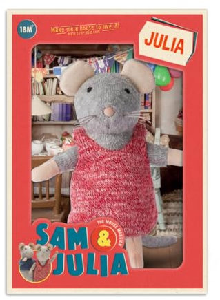 Sam & Julia - Kuscheltier Maus JULIA – das Original aus der beliebten Kinderbuch-Reihe – 1/12 Größe für Standard-Puppenhaus – enthält: 1 Stofftier Maus 12cm – für Kinder jeden Alters