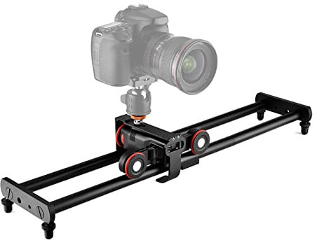 Andoer Dolly L5i Pro kamera video dolly skjutreglage kit med 3 hjul bil Dolly bil APP-kontroll kontinuerlig justerbar hastighet + 60 cm / 23,6 tum spårskena kameraskydd för DSLR-kamera videokamera