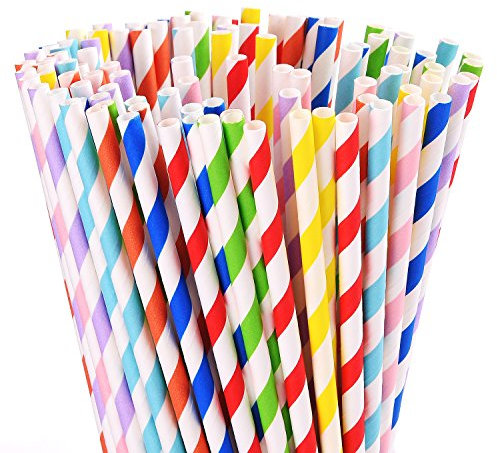ALINK 200 PCS Strohhalme Papier, Trinkhalme Papier Biologisch Abbaubare, Bunte Papier Trinkhalme Geeignet für Partys, Hochzeiten und Anlässe, Party Strohhalme 5 Farben