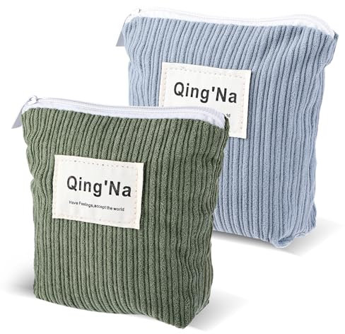 cobee Lot de 2 sacs de rangement pour serviettes hygiéniques, pochettes menstruelles portables avec fermeture éclair pour tampons de collecte de tampons, trousse de toilette pour femmes et filles