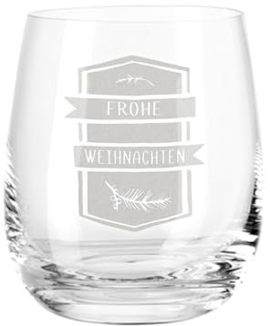 GRAVURZEILE Teelichthalter aus Glas mit Gravur - Frohe Weihnachten Ast - Weihnachtsdeko zum Verschenken - Geschenke für Frauen und Männer zu Weihnachten Nikolaus und Wichtel