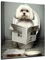 DARO Design - Bilder Deko Gäste WC Wandbild Badezimmer Bad Toilette Kunstdruck Bild auf 6mm HDF 30x20 cm Malteser Wanddeko - lustige Wandbilder Leinwand Poster Aesthetic Room Decor Hund Dog