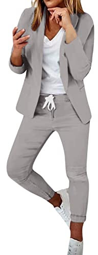 EMATOP warehouse deals angebote Hosenanzug für Damen Zweiteiliger Business Anzug Set Slim fit Freizeitanzug Revers Büro Blazer Hose 2-Teilig Tracksuit Elegant Taillierter Jogginganzug Streetwear