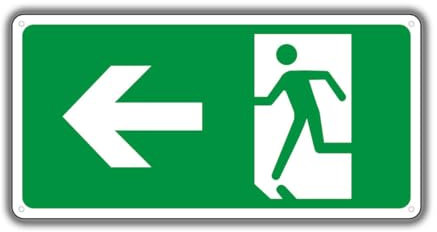 Felexdo Notausgangsschild Pfeil links,30x15 cm PVC selbstklebende Fluchtweg Kunststoffplatte für Wand oder Tor