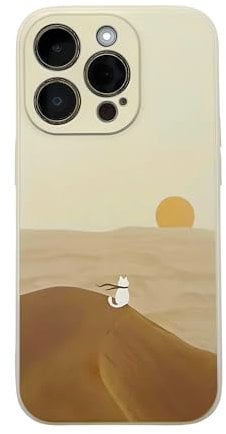 E-vvon Studio iPhone 14 Pro Case, Cute Kawaii Simple Cat Art, Unique Original Hand-drawn Design, Soft Shockproof Case for Girls Boys Men Women