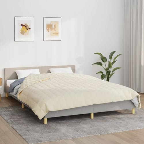 AJJHUUKI Home Outdoor Sonstige Gewichtsdecke, Hellcreme, 220 x 230 cm, Kingsize, 11 kg Stoff