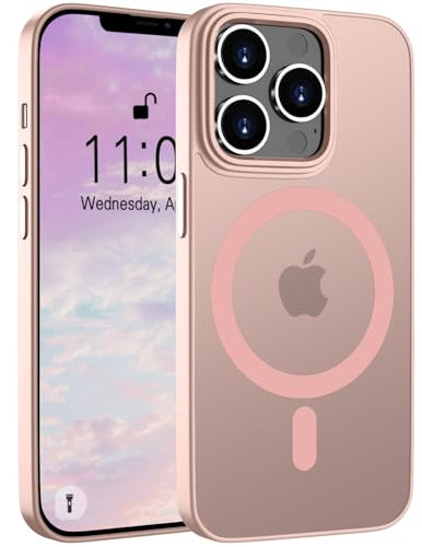 Andwing für iPhone 12 Pro Max Hülle für Mag Safe Magnetische Handyhülle für iPhone 12 Pro Max, Stoßfester Schutz,Transluzente Matt Outdoor Rundum Schutzhülle Case für iPhone 12 Pro Max Hülle-Rosa