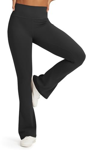 G4Free Leggings Damen Yogahose Hohe Taille Sport Leggings Hautgefühl Mini Schlaghose Bauchkontrolle Weich Sporthose für Sport Gym,Tall,Schwarz(Tall,Schwarz,S)