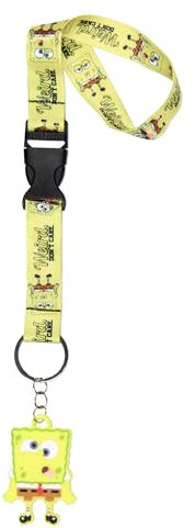 Bioworld Dragonne de poignet pour clés, porte-clés, portefeuille pour homme et femme Motif Bob l'éponge, jaune, taille unique