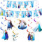 AUNGKWANG 8 Stücke Frozen Geburtstagsdeko, Froze Birthday Party Supplies, Bunting Girlande Hängende Deko, Prinzessin Geburtstag Banner Swirl, für Kinder Mädchen Geburtstag Party Dekoration