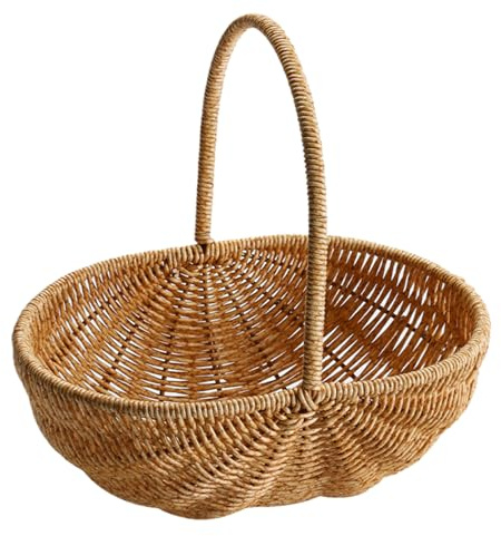 Erntekorb Weidenkorb Rustikal gewebtes Stabiler verstärkter Picknickkorb mit ineinandergreifender Griff -Erntekorb für Aufbewahrung, Picknicks, Ostergeschenk, 11x8x11in Medium