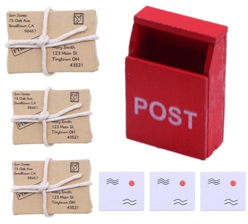 Porta Elfo Natale Kit,Porticina Elfo Natale Legno Accessori,7 Pezzi Porta Elfo Natale Accessori,Natale Cassetta Postale Giornali,Mini Cassetta Postale,Miniatura Cassetta Postale
