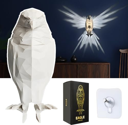 Bald Eagle Wall Light, 3D Tier LED Wandleuchte, Owl Wall Light Eagle Lamp, Luminous Wings Lampe Adler, Batteriebetriebenes Nachtlicht für Schlafzimmer, Wohnzimmer, Treppenhaus, Flur, Garten