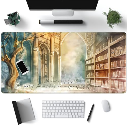 Dark Academia Mauspad Gaming MTG Playmat Bookish Desk Mat Adventure Extended Large Mousepad Aesthetic Art Mouse Pads XXL, Original Handgemalt Laptop Computer Maus Tastatur Matte